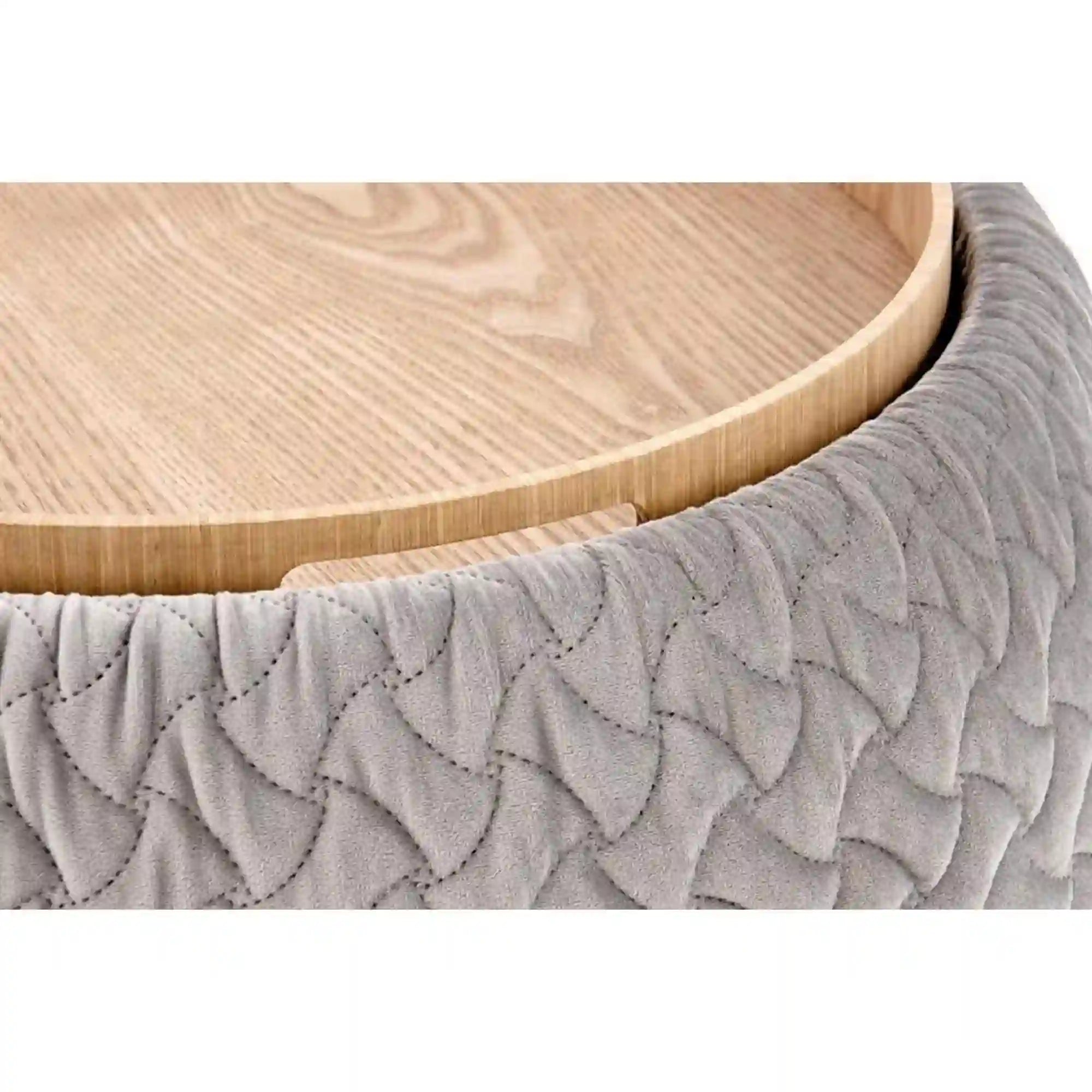 Taburet BONO, stofa catifelata gri deschis, cu spatiu depozitare, 54x54x37 cm