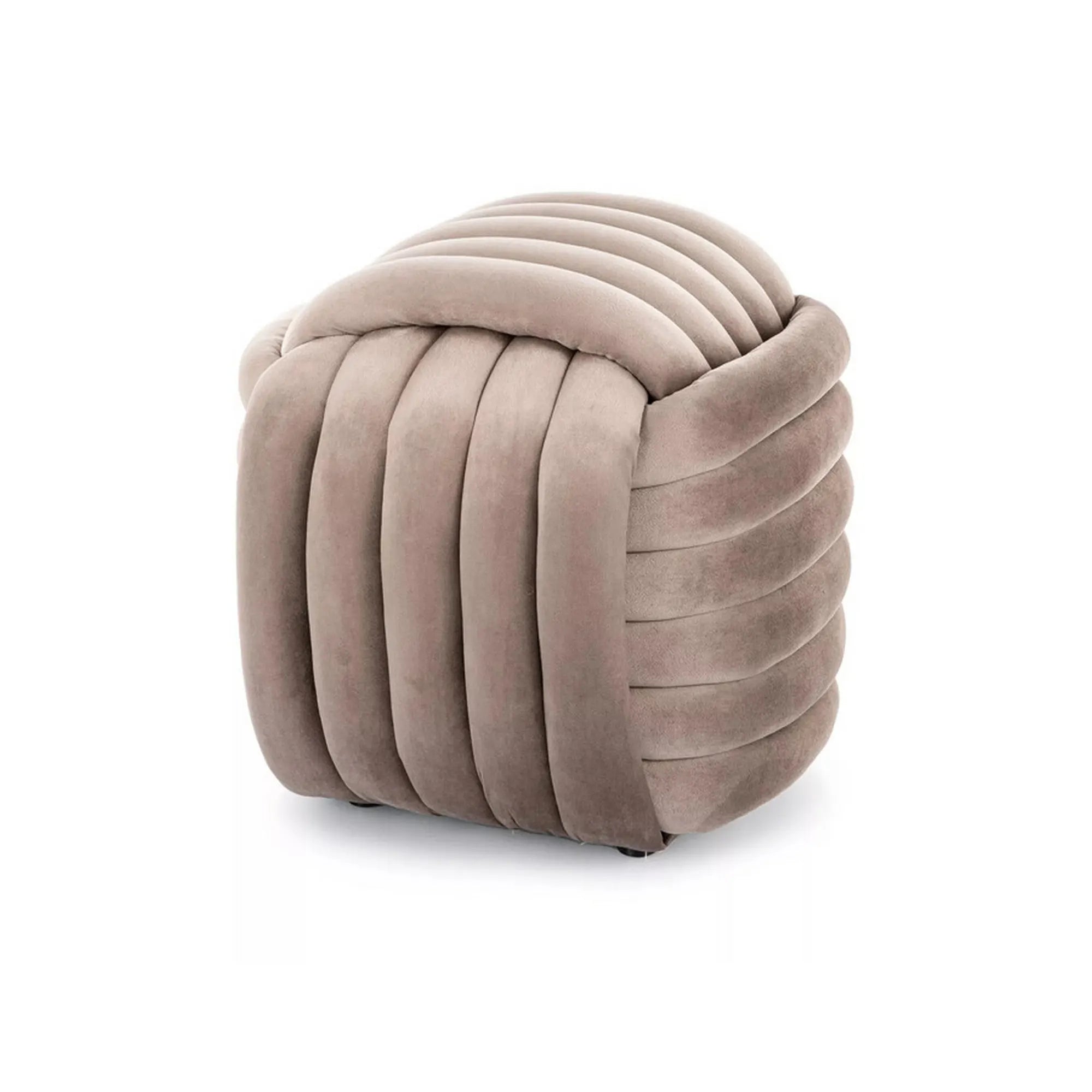 Taburet BRUNI, bej inchis, stofa catifelata, 45x45x42 cm