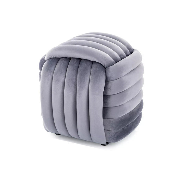 Taburet BRUNI, gri, stofa catifelata, 45x45x42 cm
