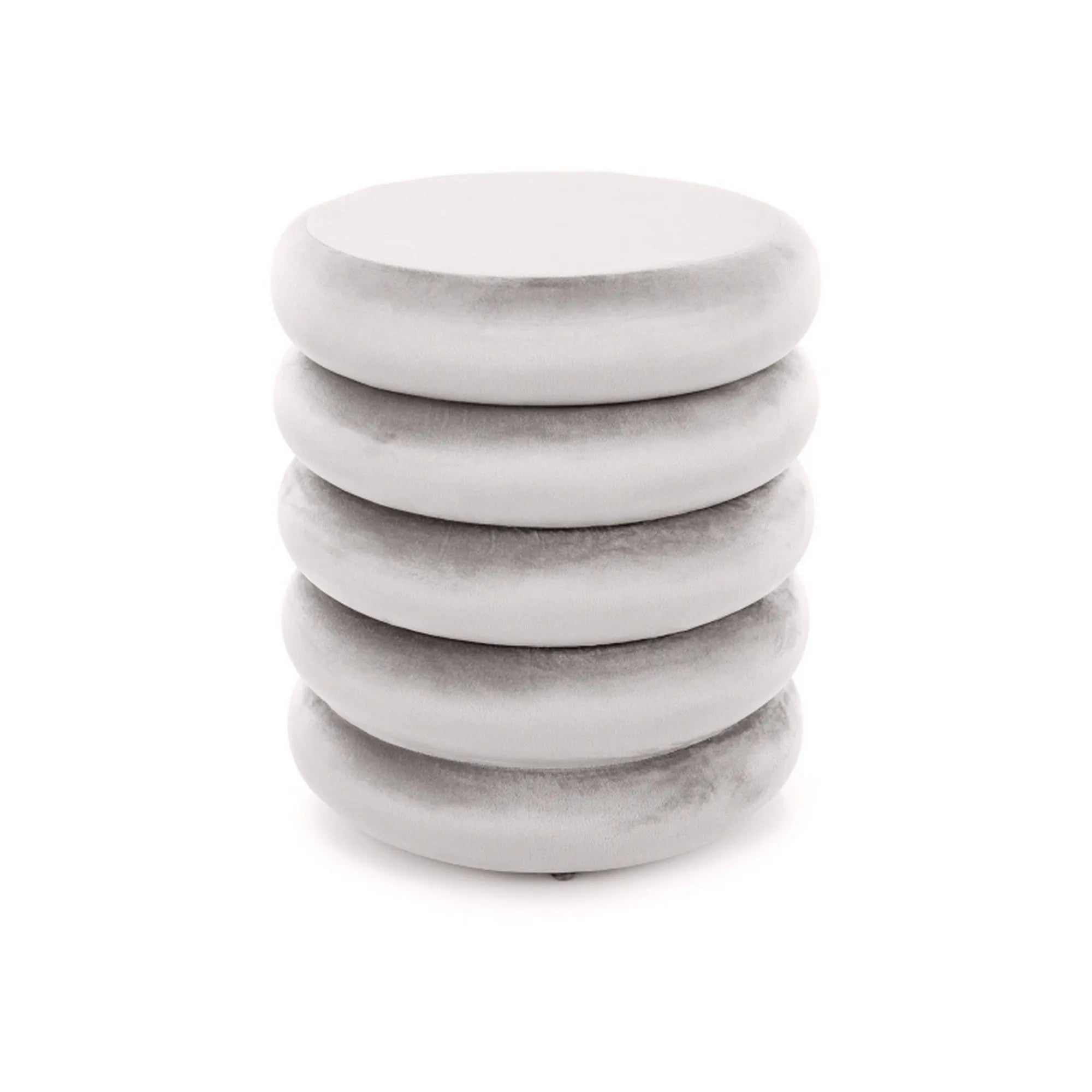 Taburet CALVI, bej, stofa catifelata, 40x40x46 cm