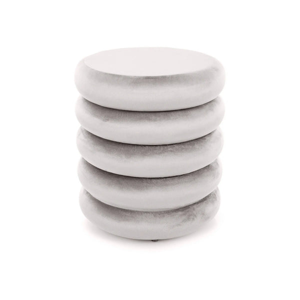 Taburet CALVI, bej, stofa catifelata, 40x40x46 cm