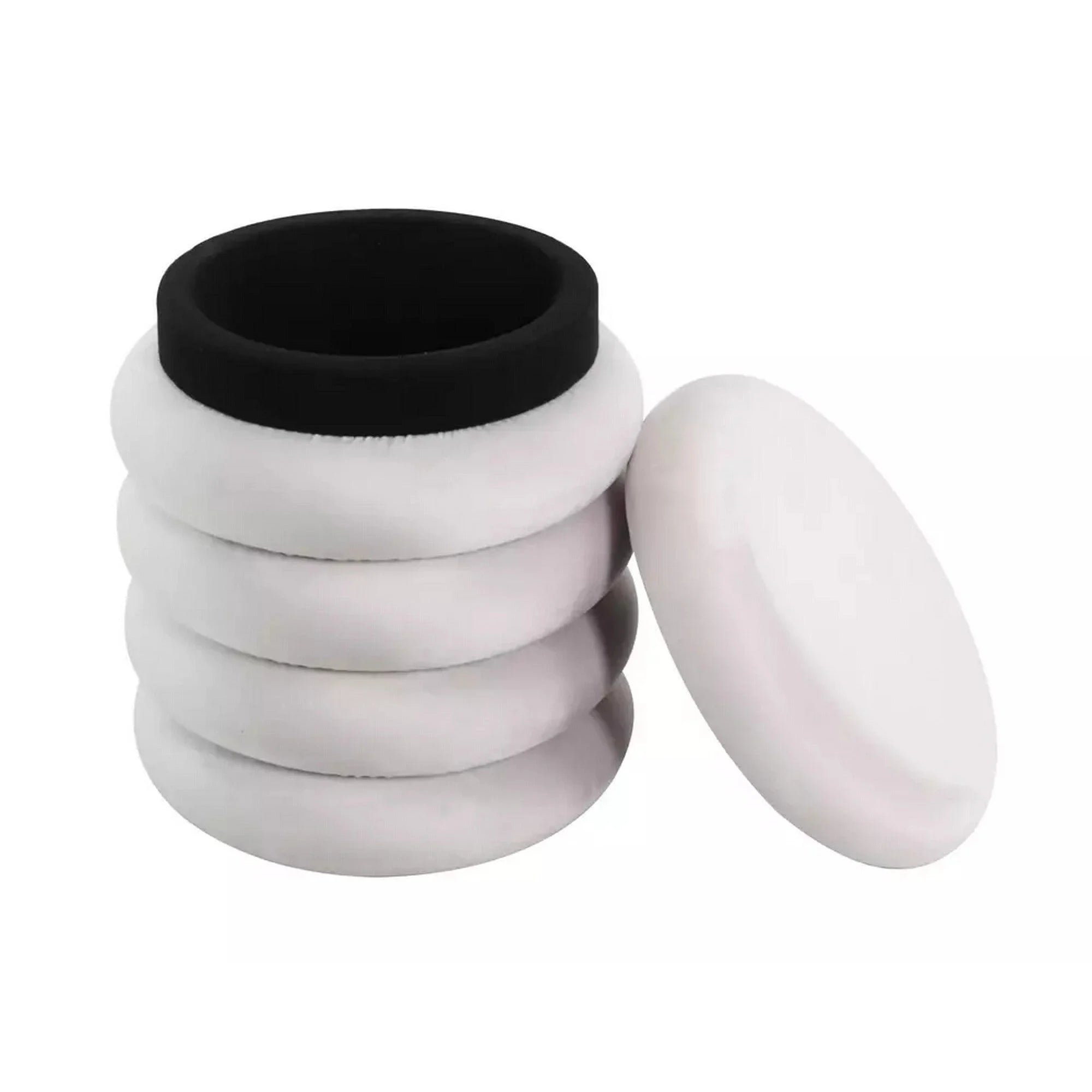 Taburet CALVI, bej, stofa catifelata, 40x40x46 cm