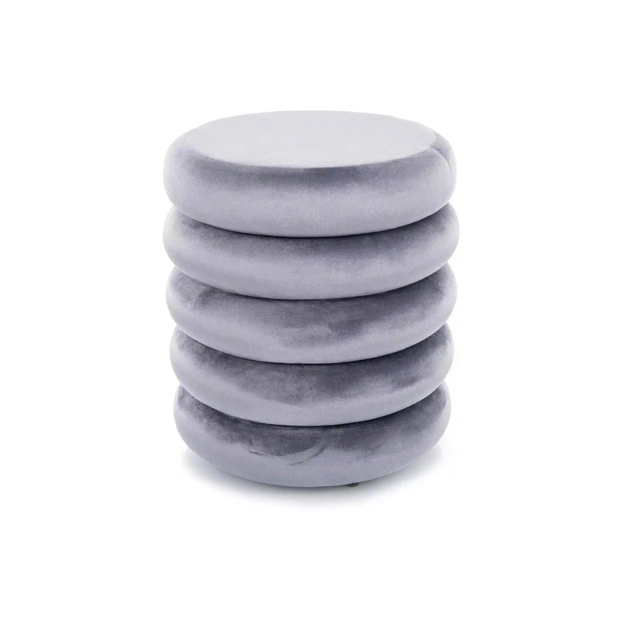 Taburet CALVI, gri, stofa catifelata, 40x40x46 cm