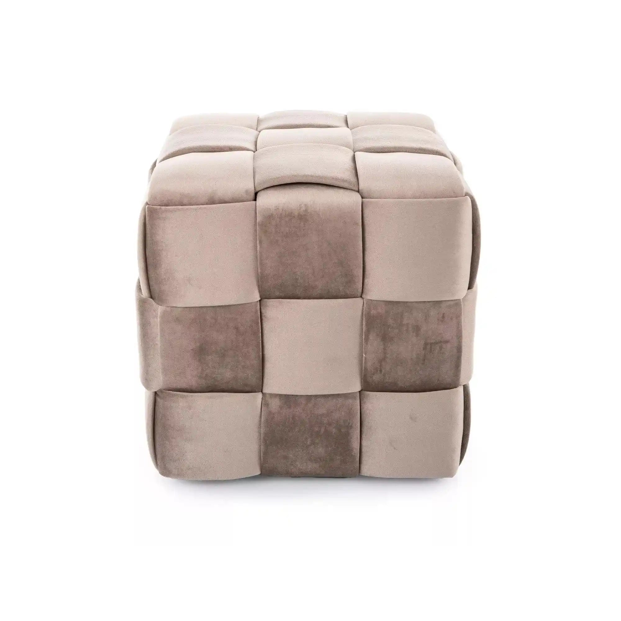 Taburet CASEL, bej, stofa catifelata, 42x42x42 cm