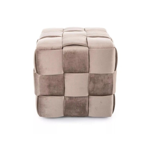 Taburet CASEL, bej, stofa catifelata, 42x42x42 cm
