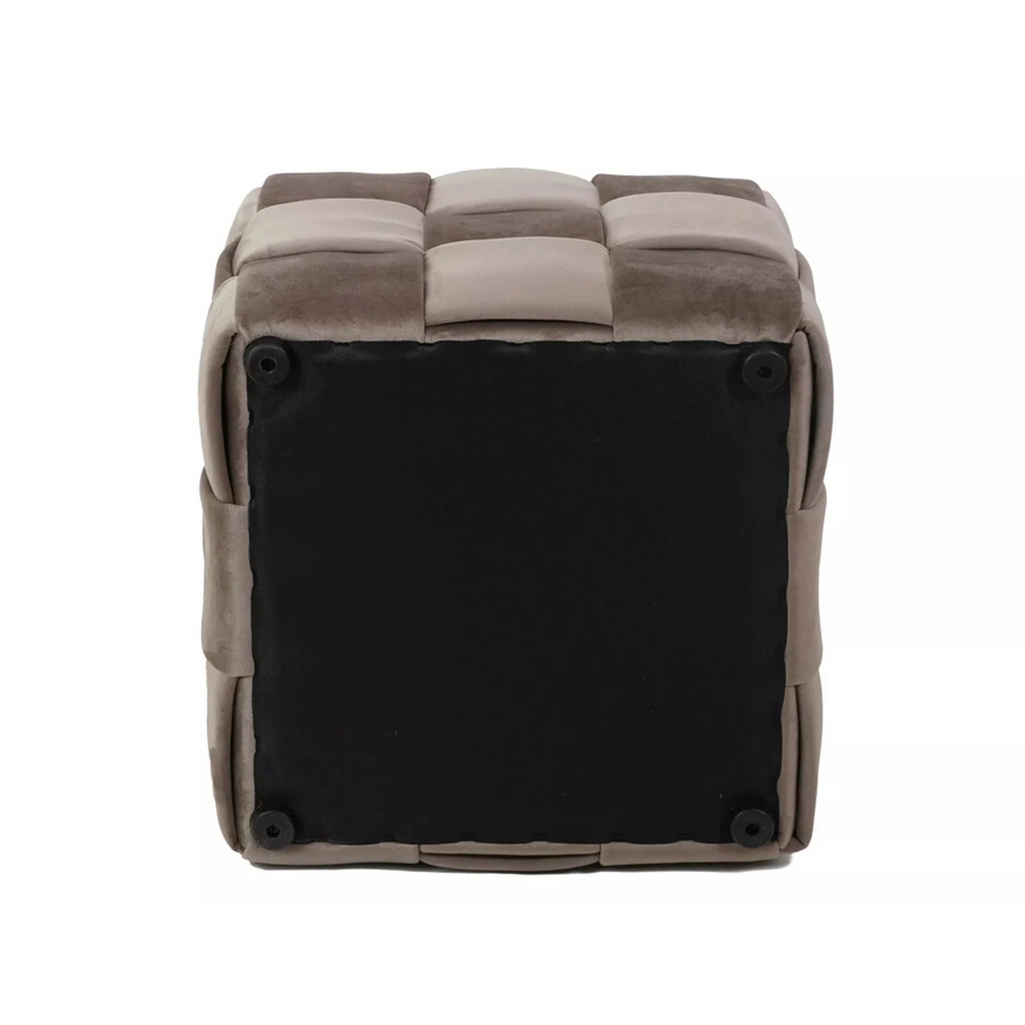 Taburet CASEL, bej, stofa catifelata, 42x42x42 cm