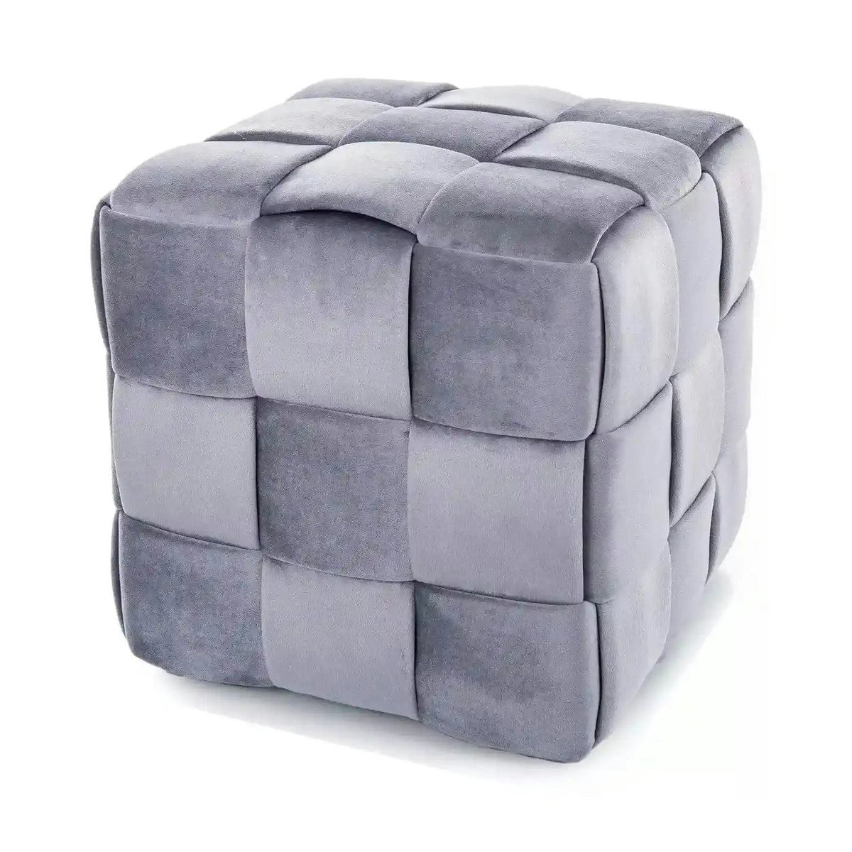 Taburet CASEL, gri, stofa catifelata, 42x42x42 cm