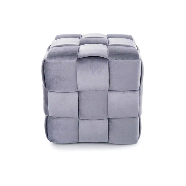 Taburet CASEL, gri, stofa catifelata, 42x42x42 cm