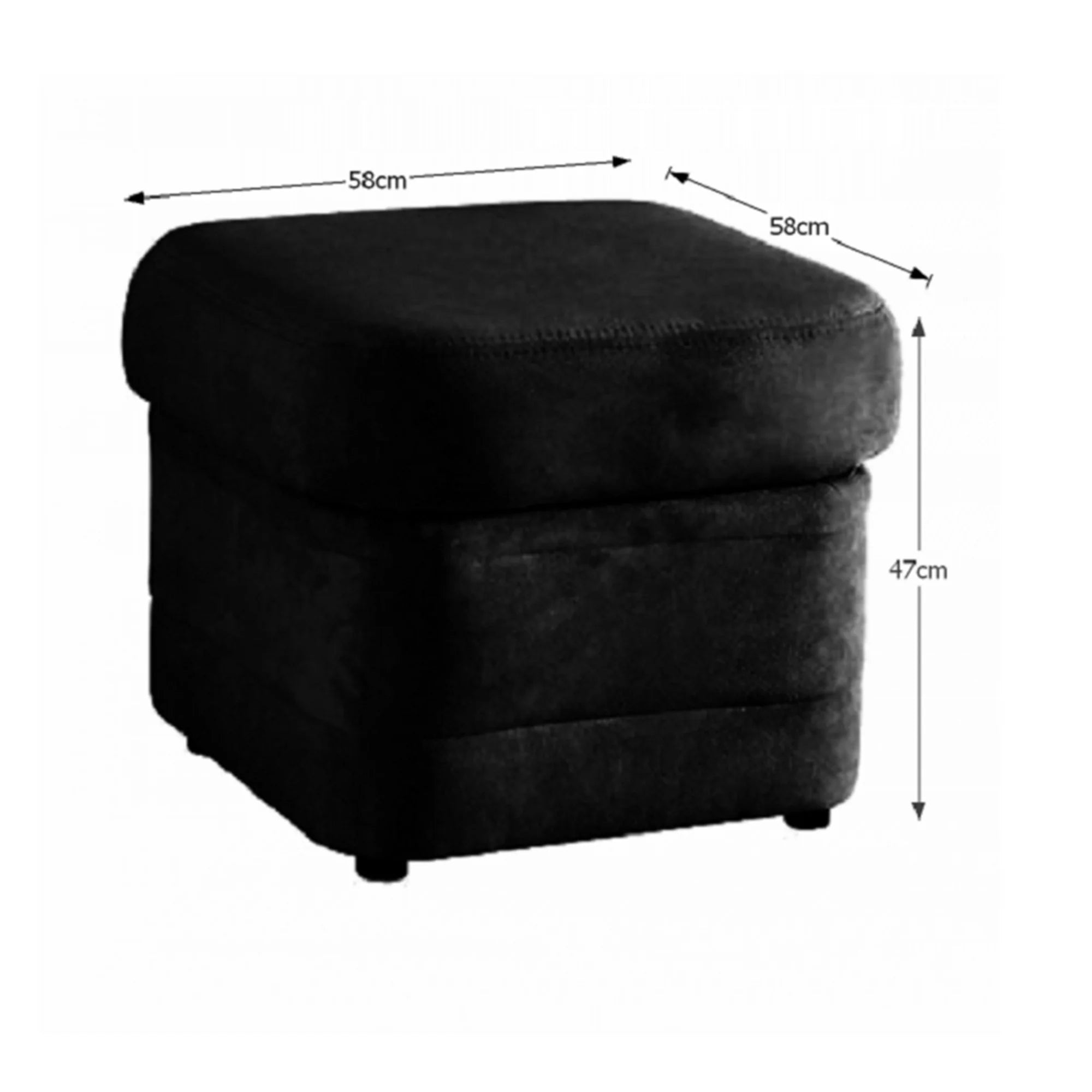 Taburet BITER, negru, piele ecologica, 58x58x47 cm