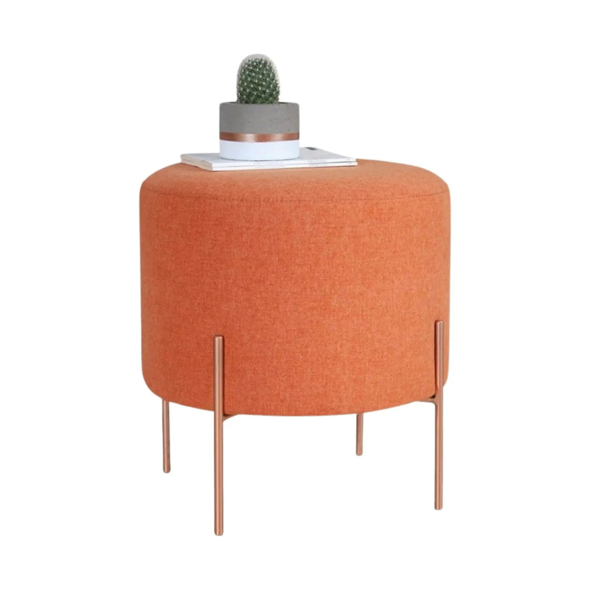Taburet COPPER 42, portocaliu/cupru, material textil/otel, 40x40x42 cm