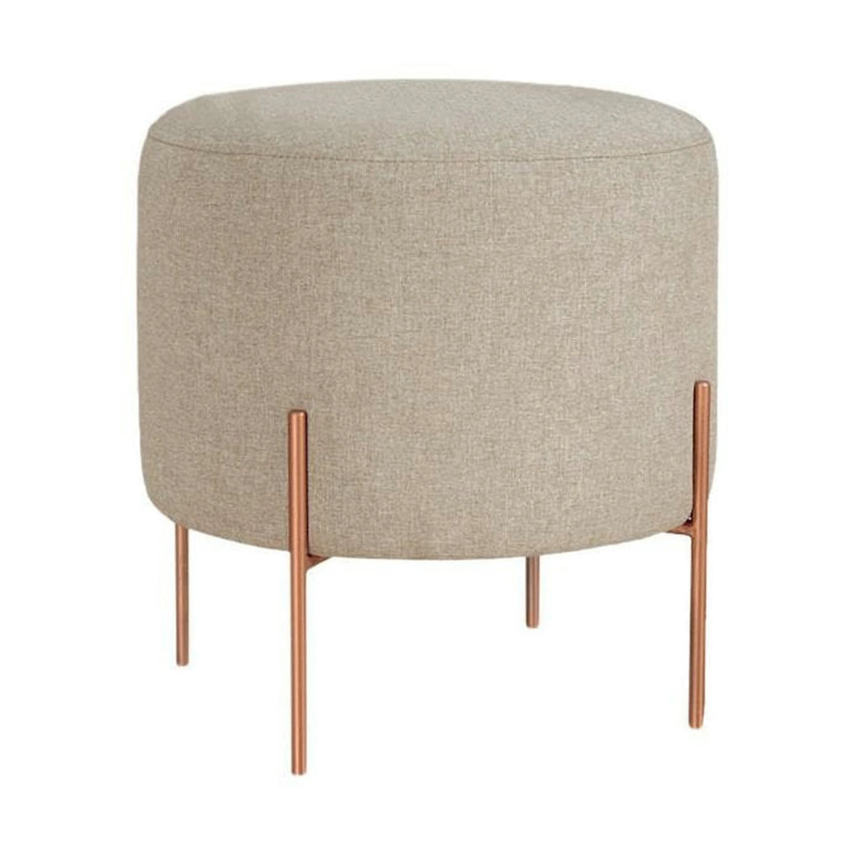Taburet COPPER 48, bej/cupru, material textil/otel, 40x40x42 cm