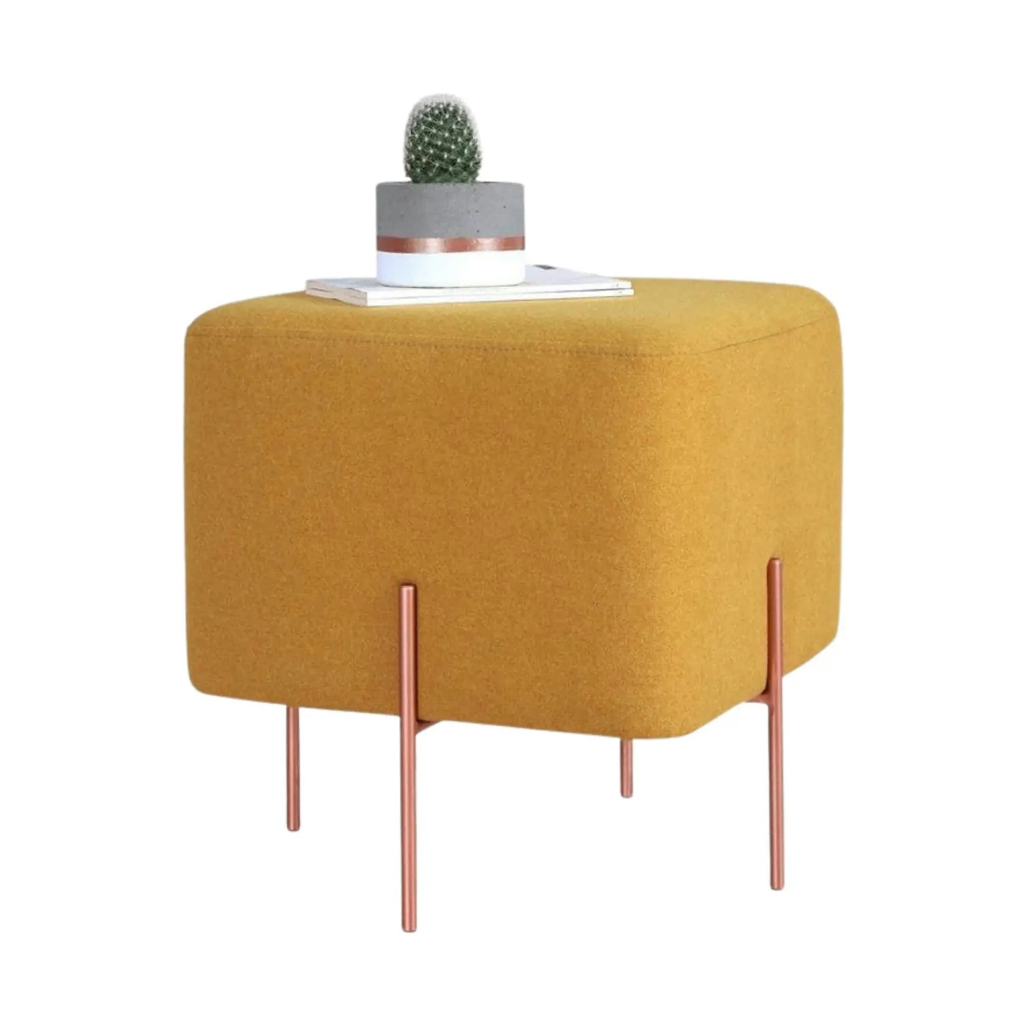 Taburet COPPER 61, stofa clasica galben, 40x40x42 cm