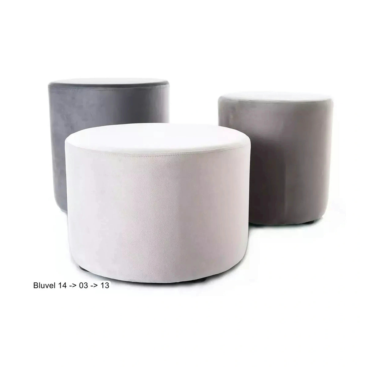 Taburet DOTI B, stofa catifelata gri deschis - Bluvel 03, 38x38x42 cm
