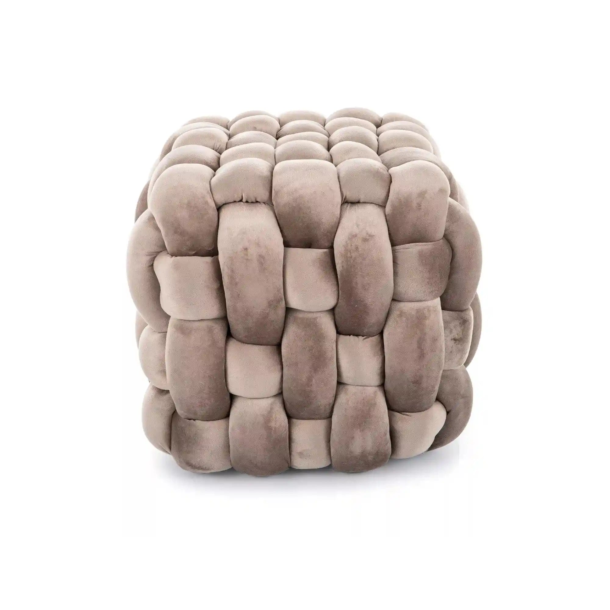 Taburet FARIS, bej inchis, stofa catifelata, 45x45x41 cm