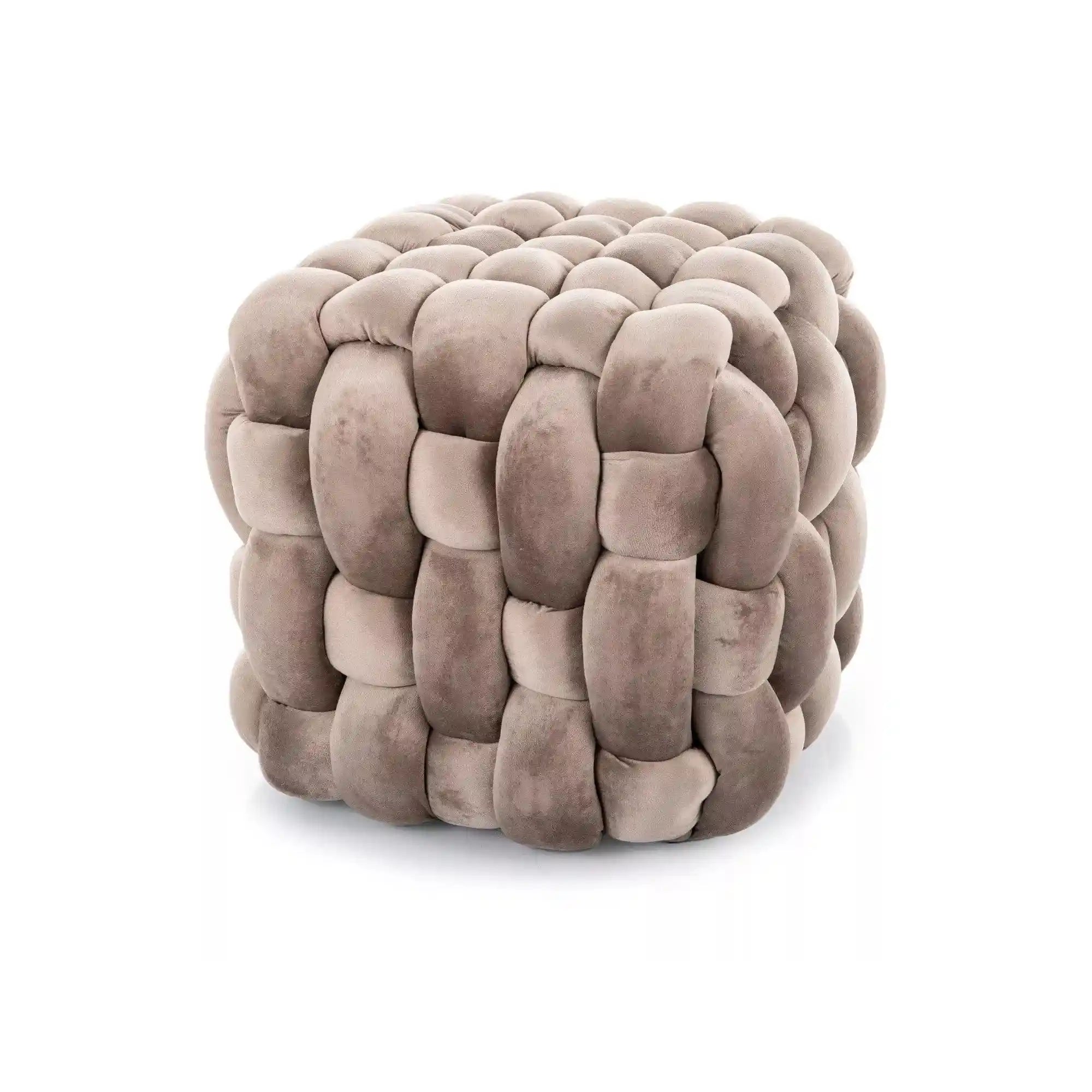 Taburet FARIS, bej inchis, stofa catifelata, 45x45x41 cm