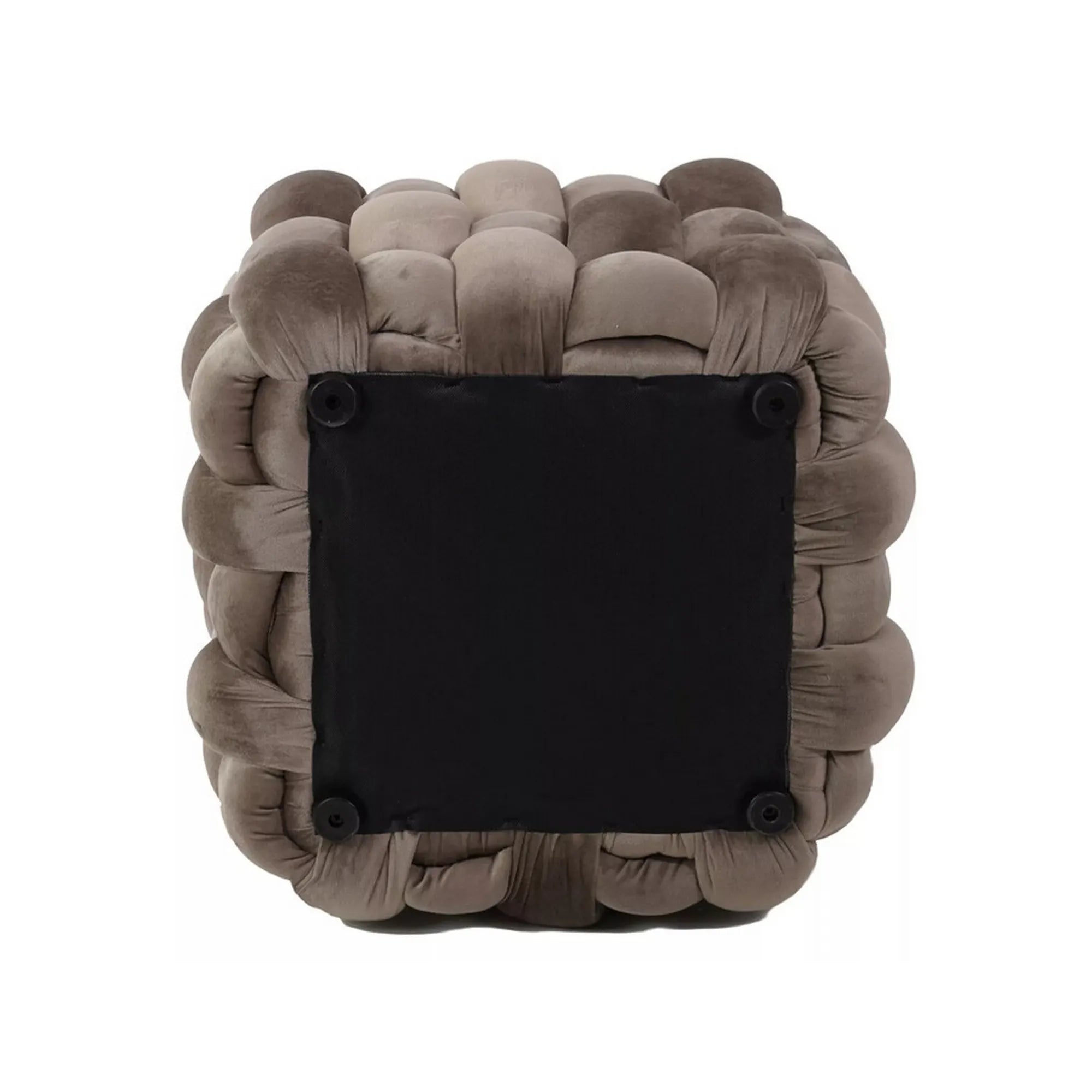 Taburet FARIS, bej inchis, stofa catifelata, 45x45x41 cm