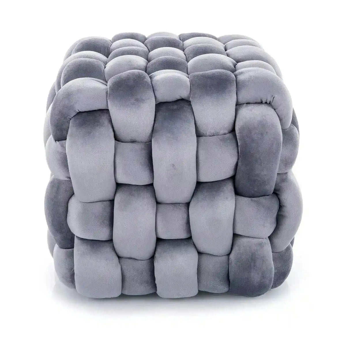 Taburet FARIS, gri, stofa catifelata, 45x45x41 cm