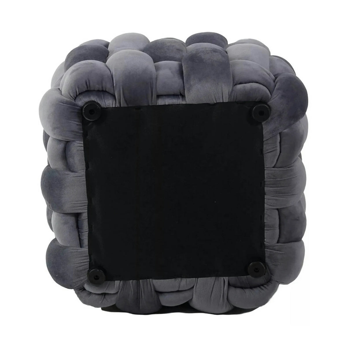 Taburet FARIS, gri, stofa catifelata, 45x45x41 cm