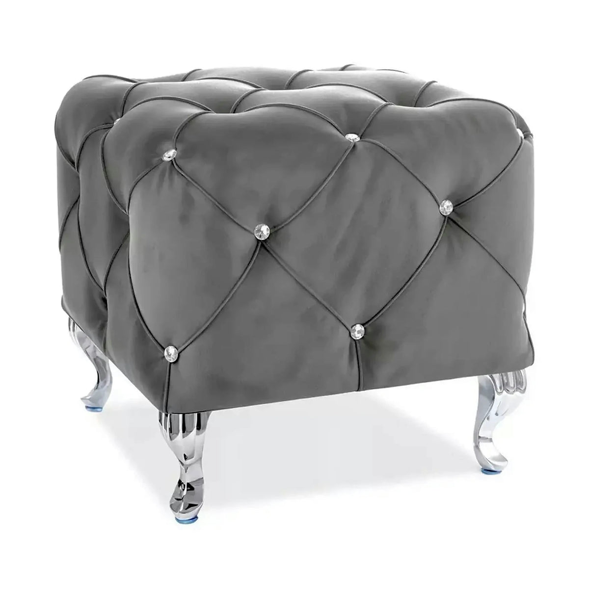 Taburet HESTIA K, stofa catifelata gri - Bluvel 14, 50x50x46 cm