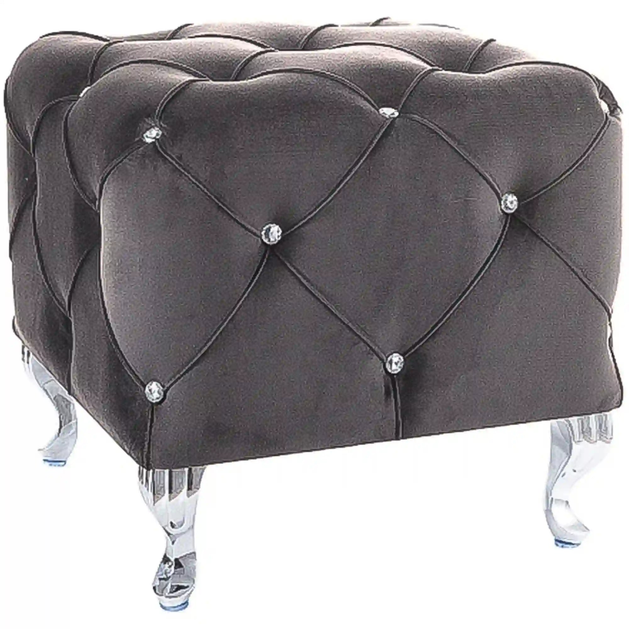 Taburet HESTIA K, stofa catifelata gri - Bluvel 14, 50x50x46 cm