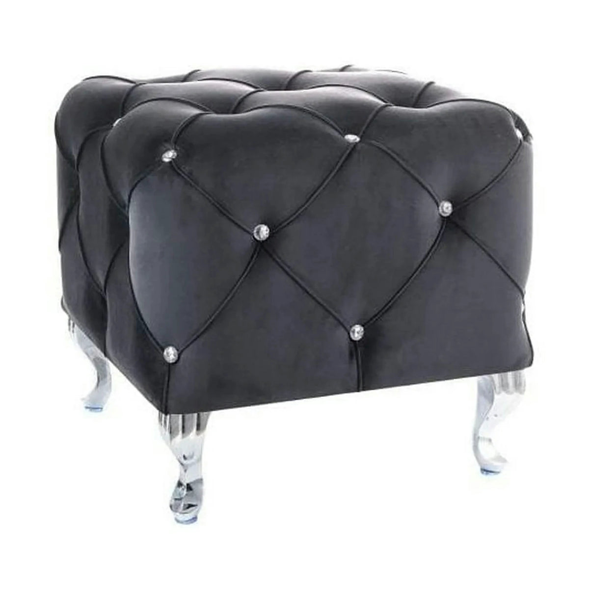 Taburet HESTIA K, stofa catifelata negru - Bluvel 19, 50x50x46 cm
