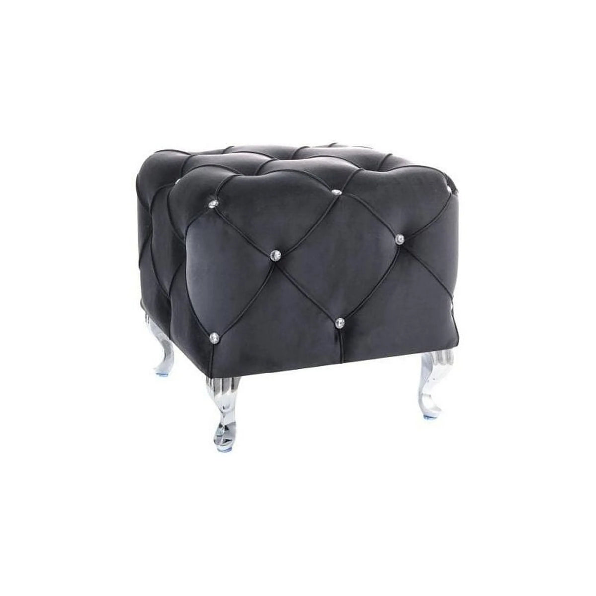 Taburet HESTIA K, stofa catifelata negru - Bluvel 19, 50x50x46 cm