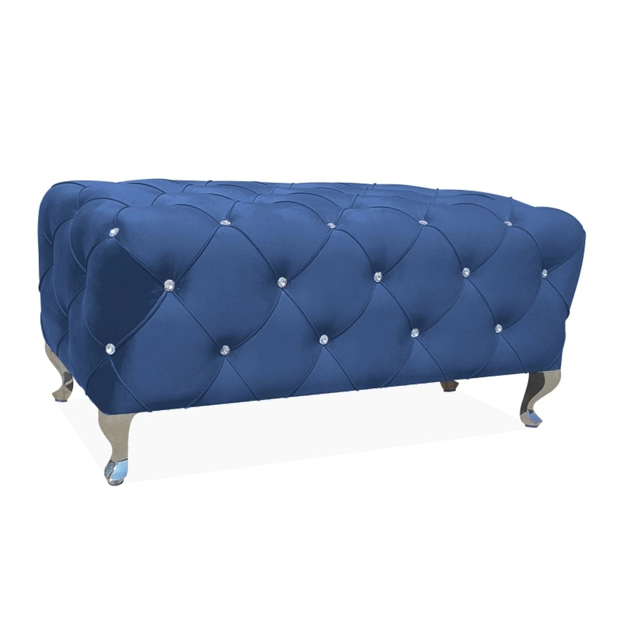Taburet HESTIA, stofa catifelata albastru inchis - Bluvel 86, 100x50x46 cm