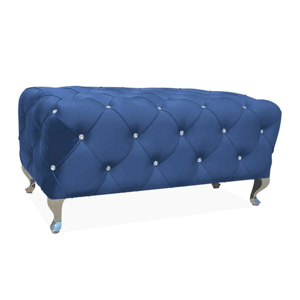 Taburet HESTIA, stofa catifelata albastru inchis - Bluvel 86, 100x50x46 cm