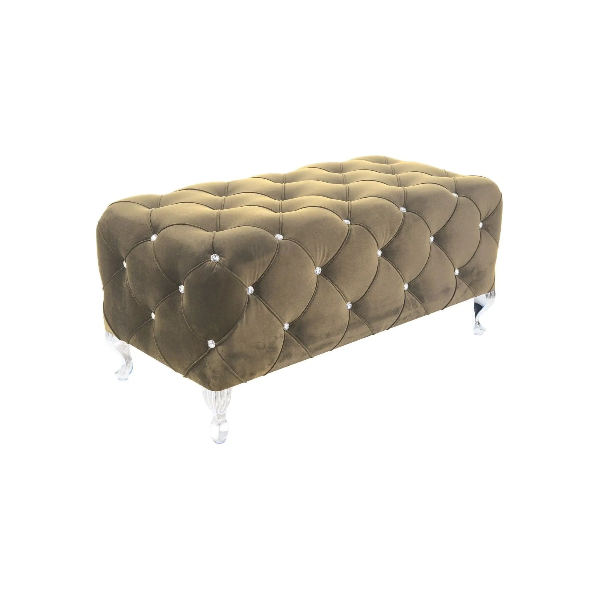 Taburet HESTIA, stofa catifelata bej - Bluvel 28, 100x50x46 cm