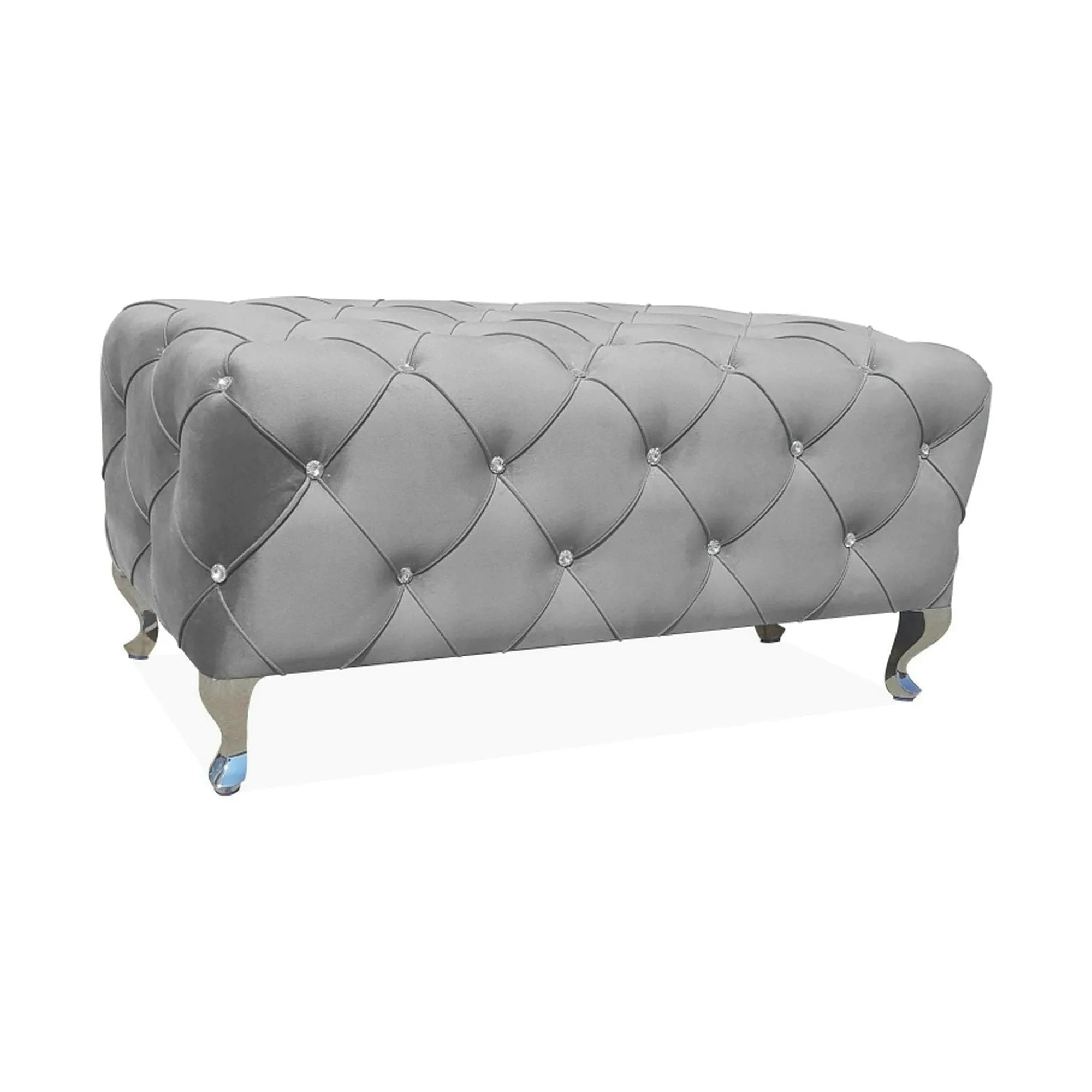 Taburet HESTIA, stofa catifelata gri - Bluvel 14, 100x50x46 cm