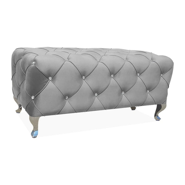 Taburet HESTIA, stofa catifelata gri - Bluvel 14, 100x50x46 cm