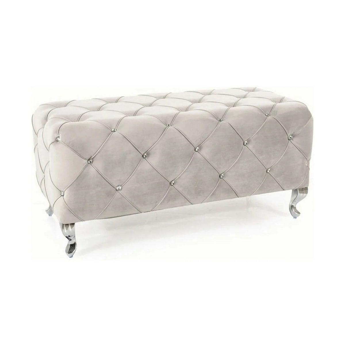 Taburet HESTIA, stofa catifelata gri deschis - Bluvel 03, 100x50x46 cm