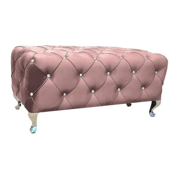 Taburet HESTIA, stofa catifelata roz antic - Bluvel 52, 100x50x46 cm