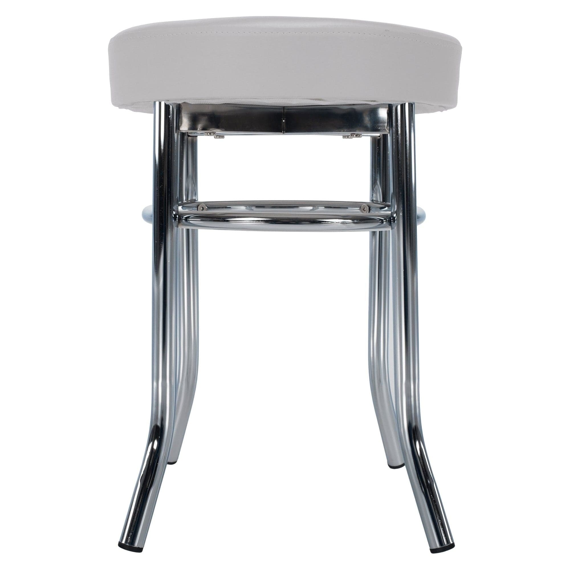 Taburet IRENA, crom/alb, metal/piele ecologica, 33x33x43 cm