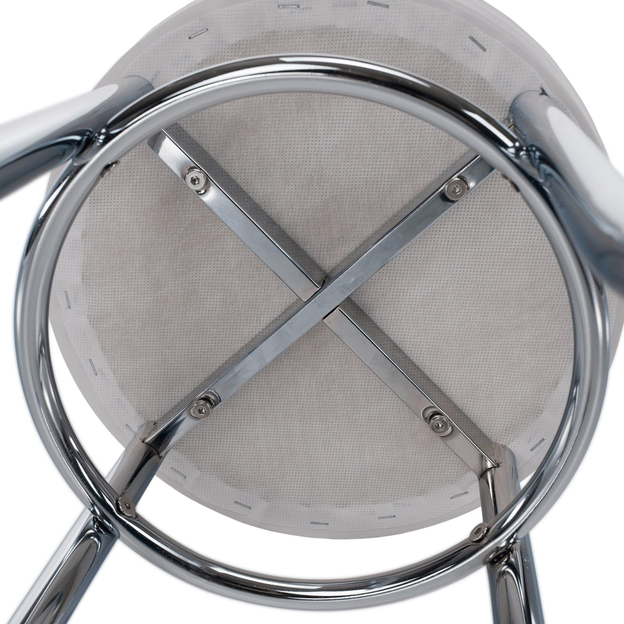 Taburet IRENA, crom/alb, metal/piele ecologica, 33x33x43 cm