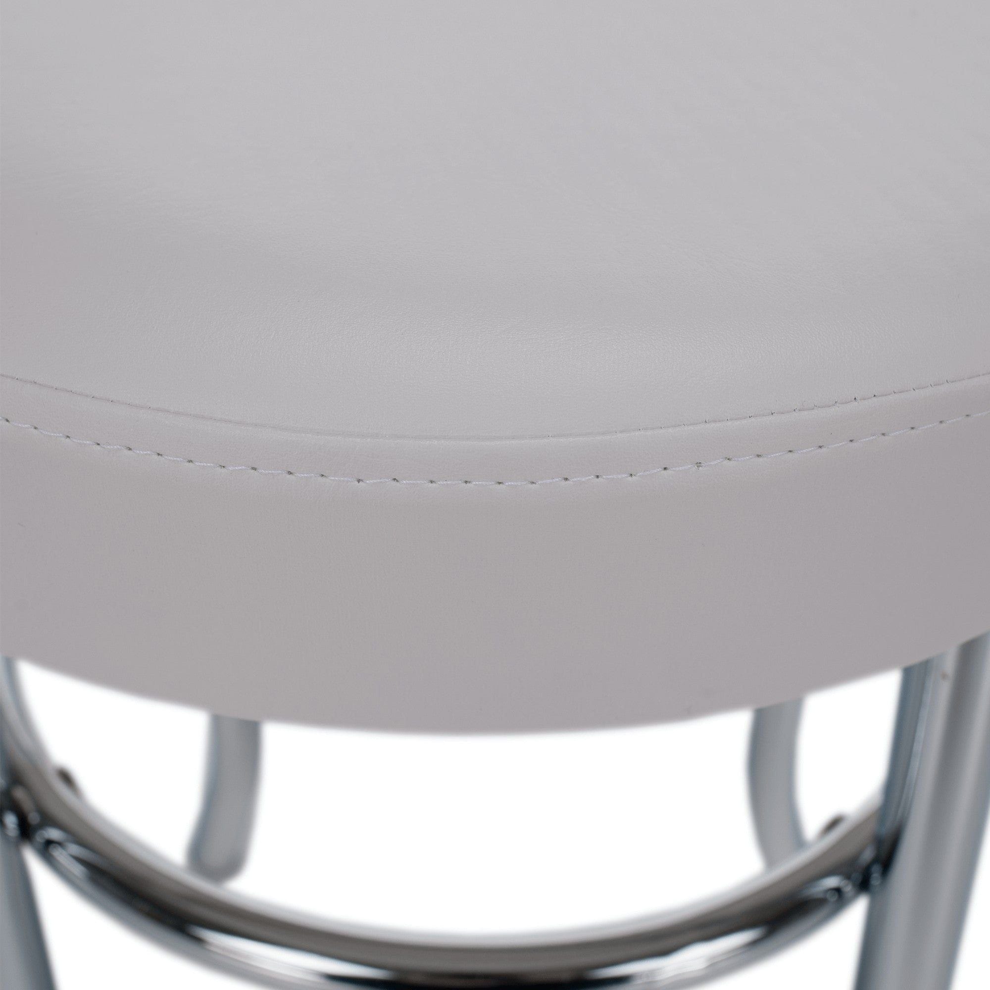 Taburet IRENA, crom/alb, metal/piele ecologica, 33x33x43 cm