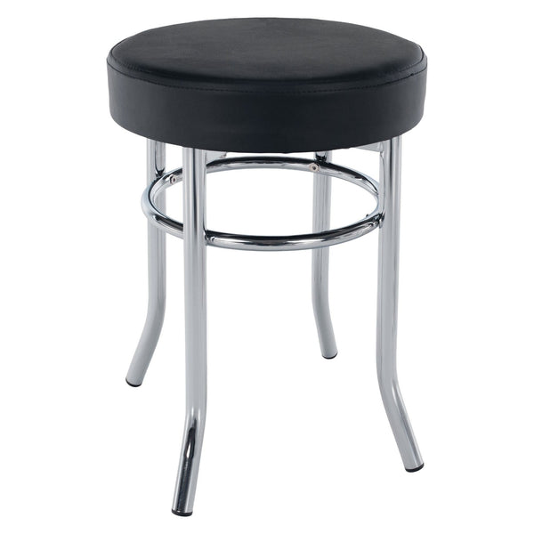 Taburet IRENA, negru/crom, metal/piele ecologica, 33x33x43 cm