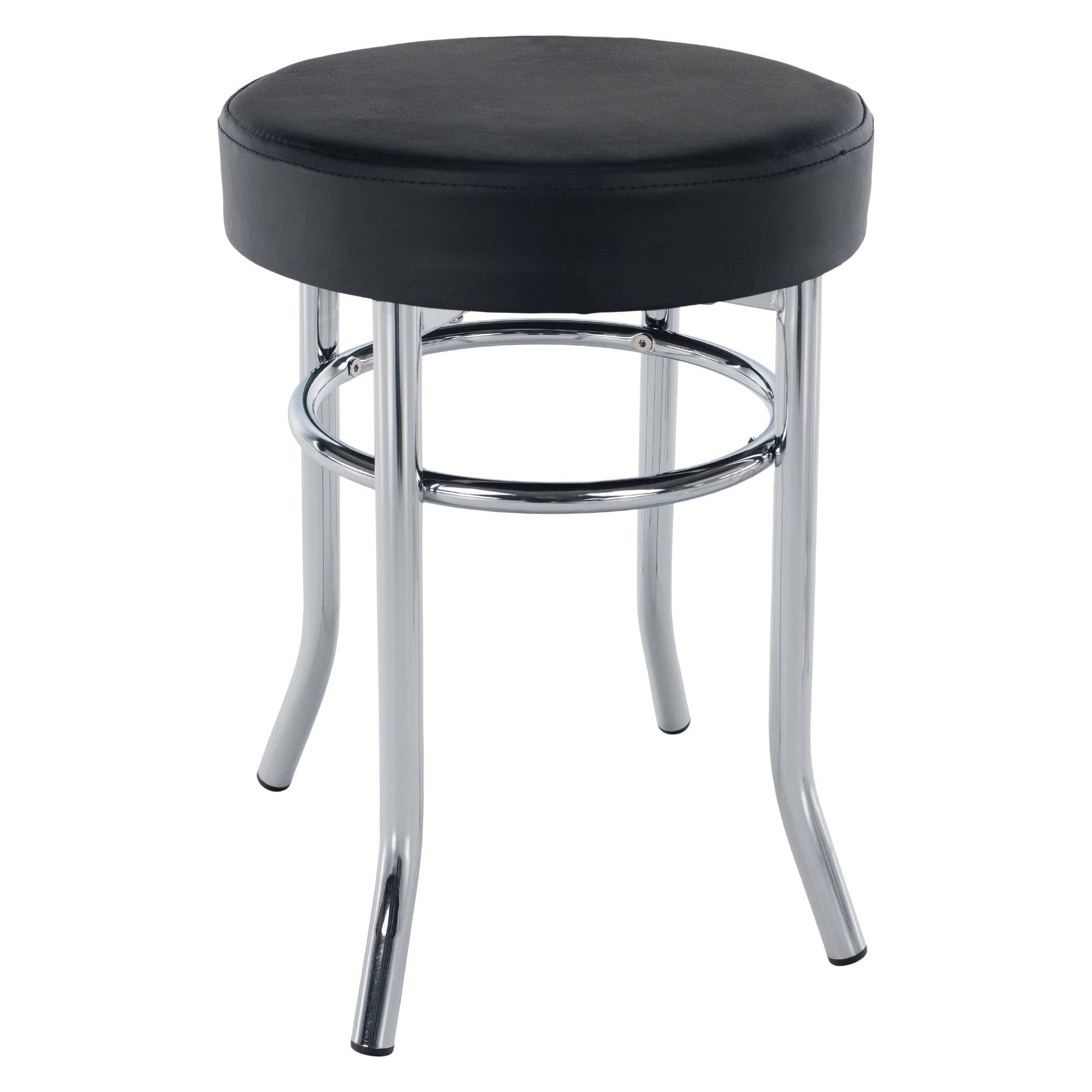 Taburet IRENA, negru/crom, metal/piele ecologica, 33x33x43 cm