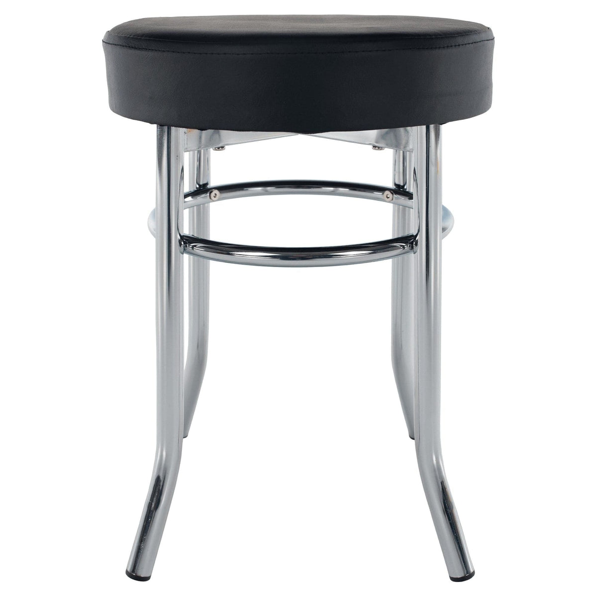Taburet IRENA, negru/crom, metal/piele ecologica, 33x33x43 cm