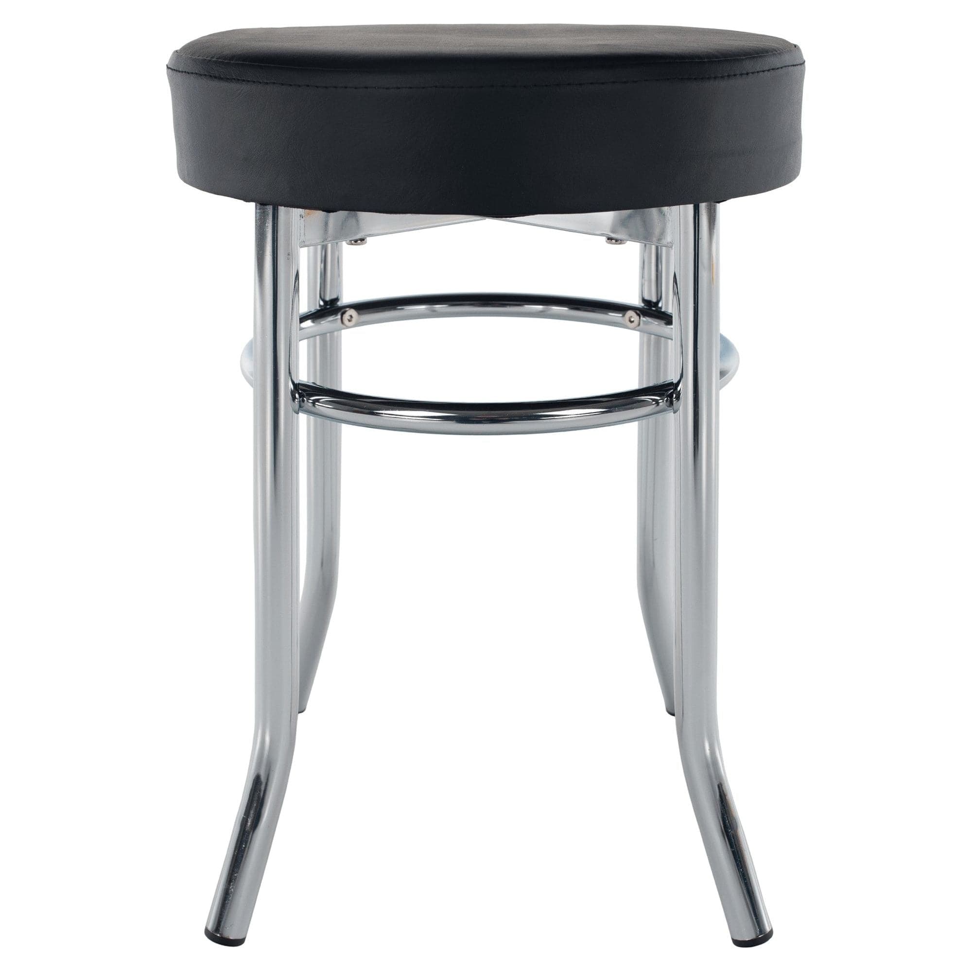 Taburet IRENA, negru/crom, metal/piele ecologica, 33x33x43 cm