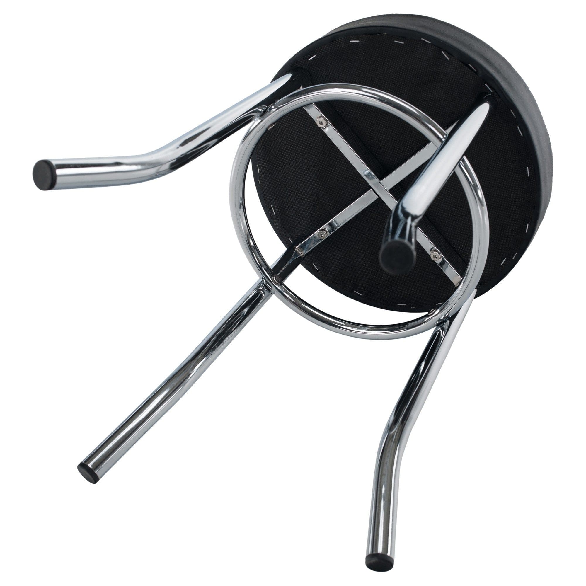 Taburet IRENA, negru/crom, metal/piele ecologica, 33x33x43 cm