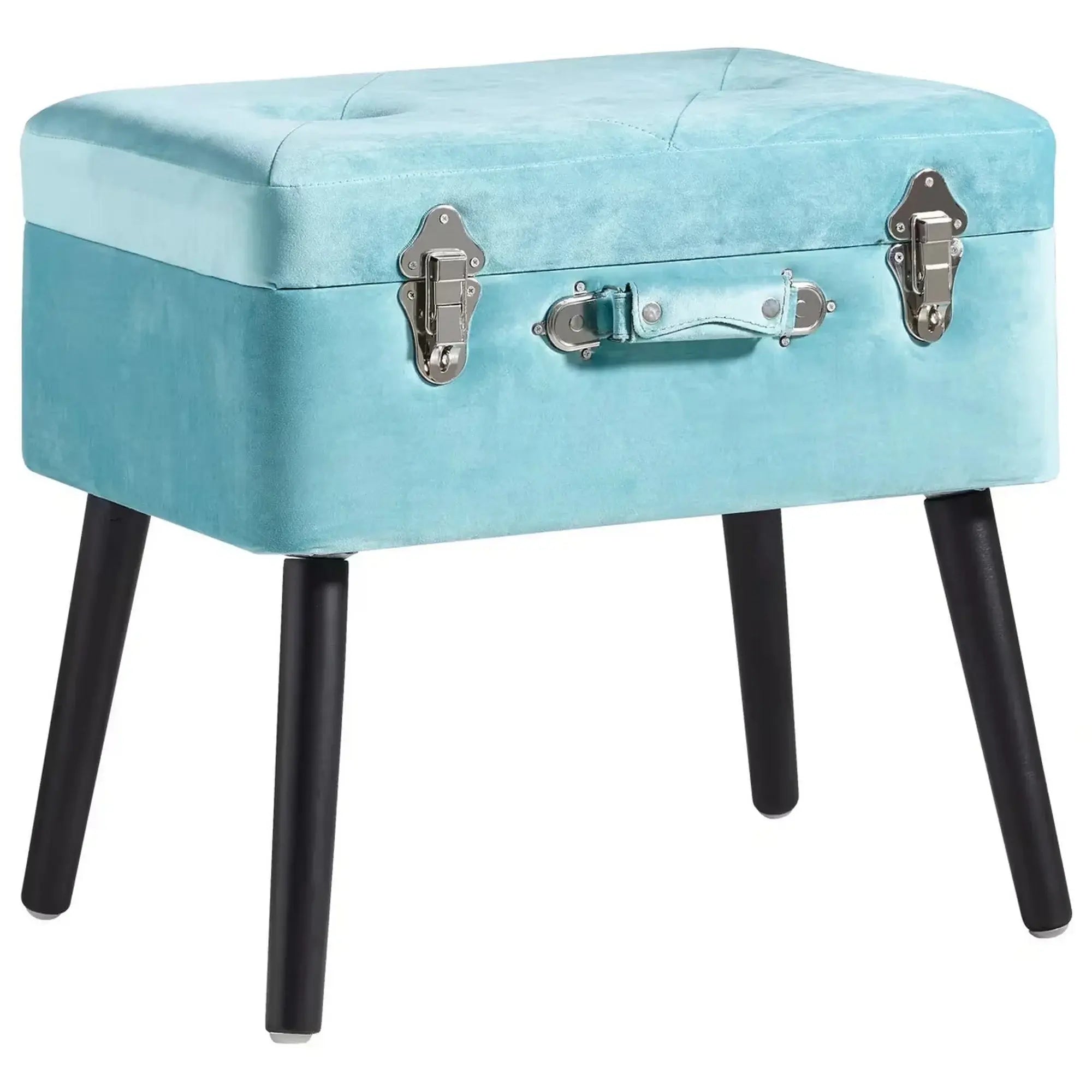 Taburet KEVIN, stofa catifelata albastru, 50x35x46 cm