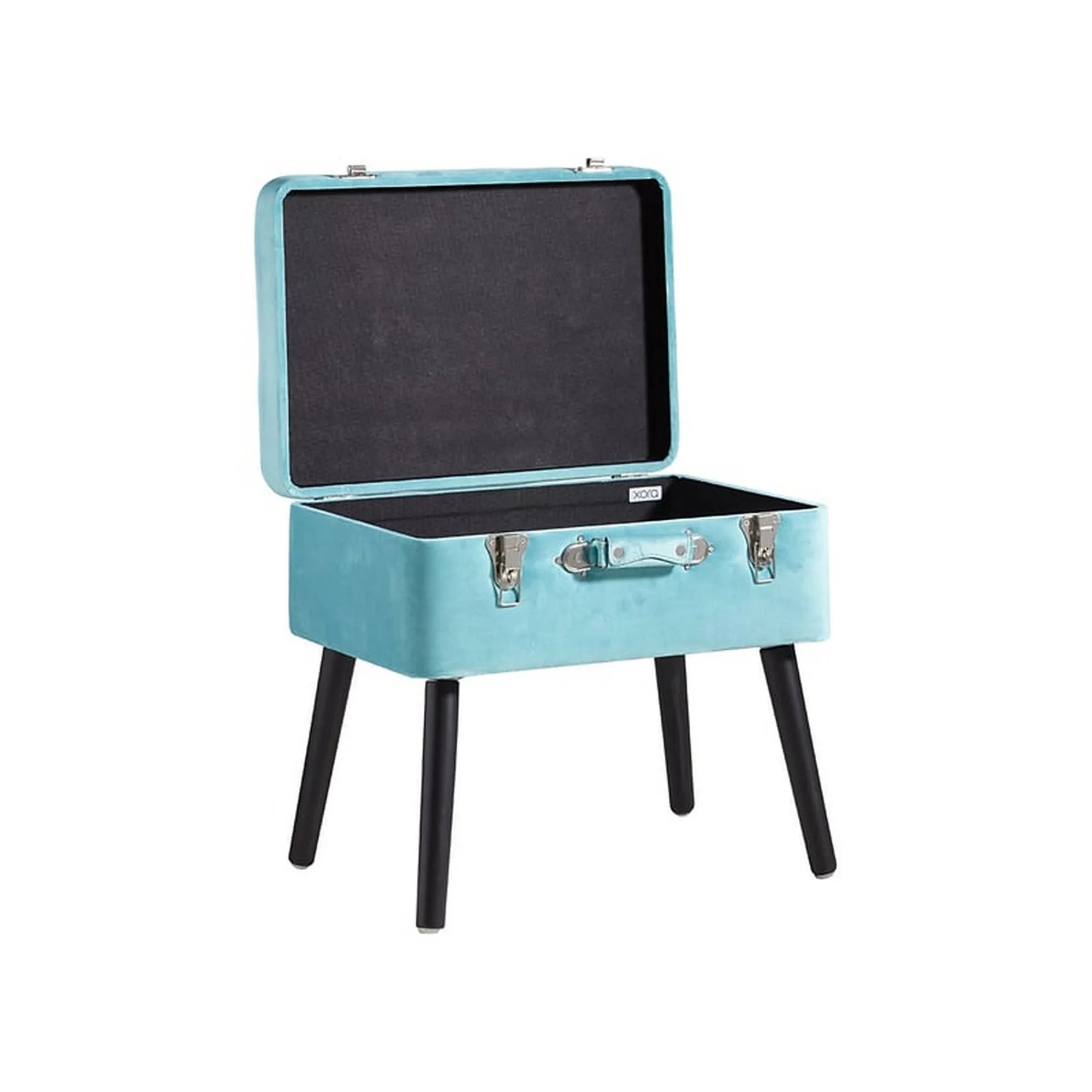 Taburet KEVIN, stofa catifelata albastru, 50x35x46 cm