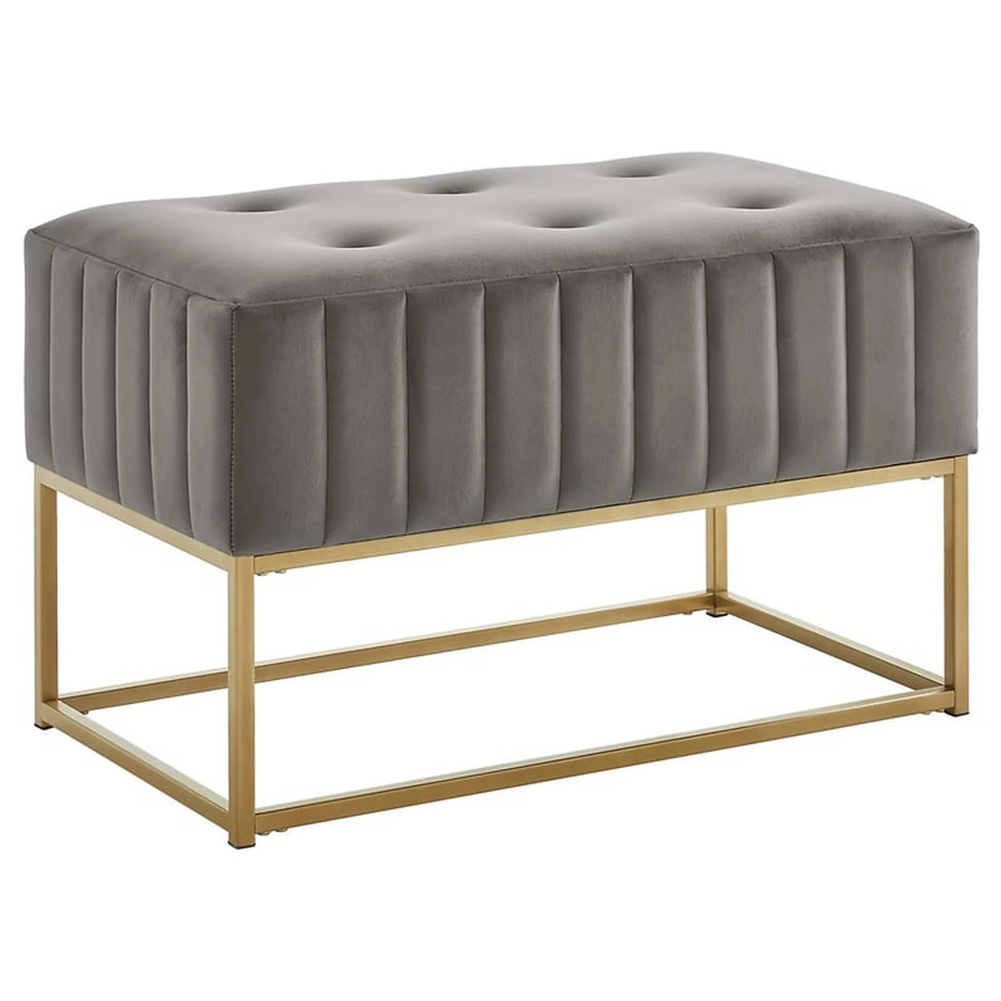 Taburet LAURA, stofa catifelata gri, 72x46x41 cm