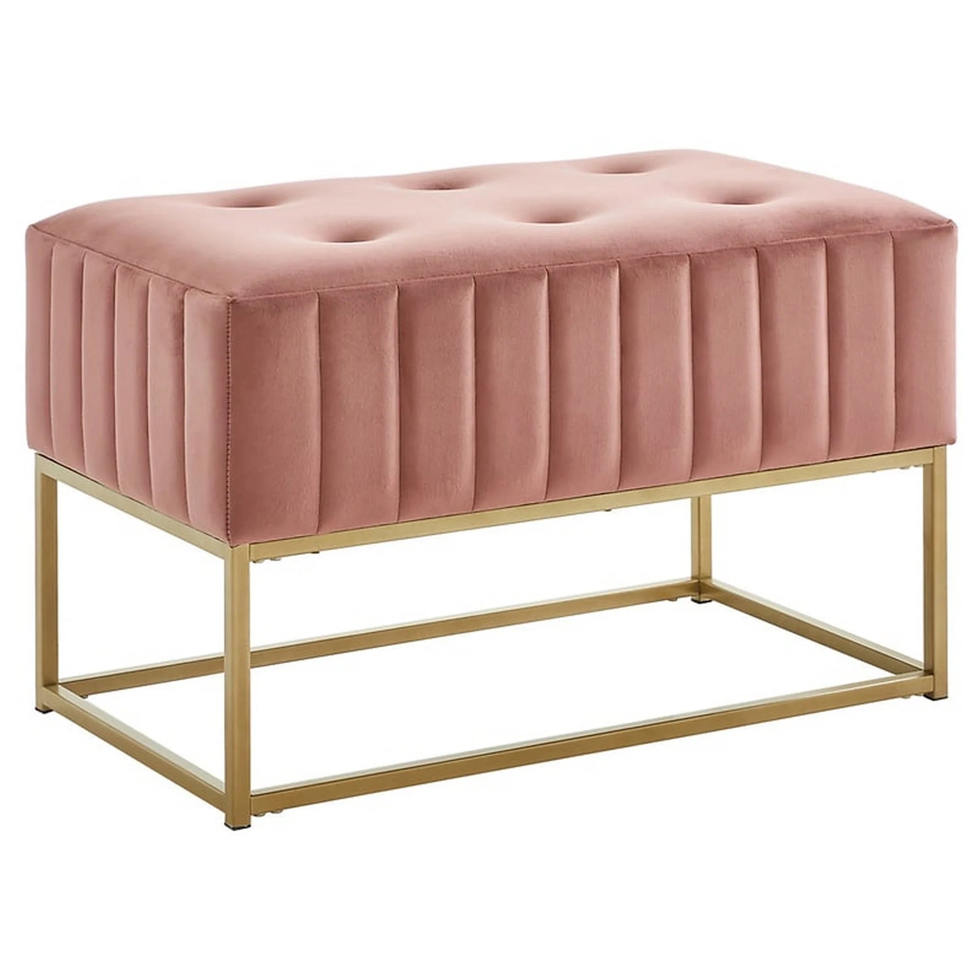 Taburet LAURA, stofa catifelata roz, 72x46x41 cm
