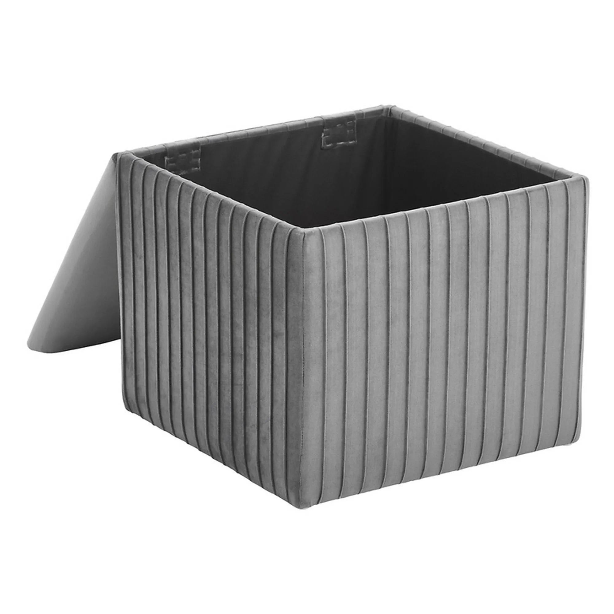 Taburet LENA, stofa catifelata gri, 45x45x40 cm