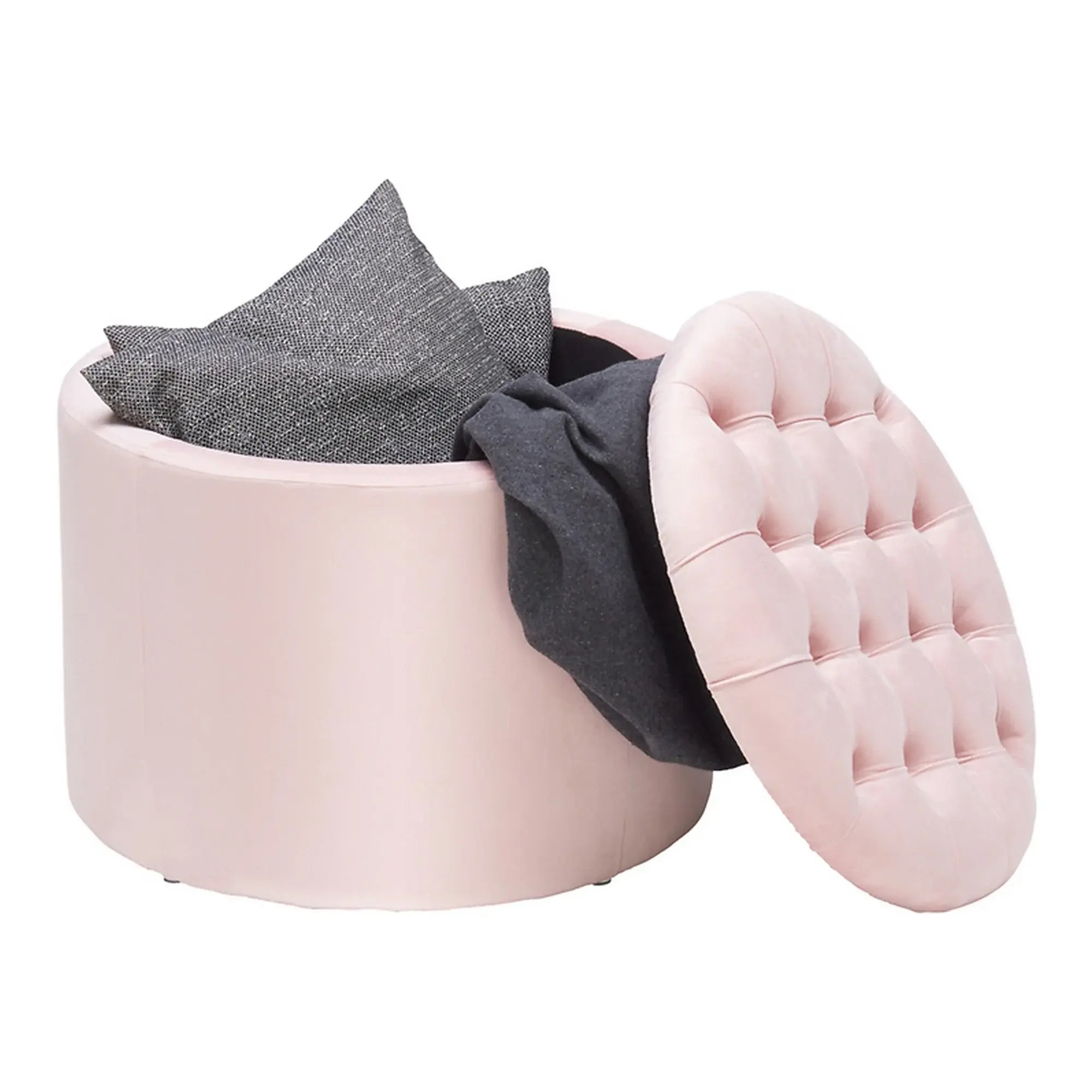 Taburet LEXA, stofa catifelata roz, 50x50x40 cm