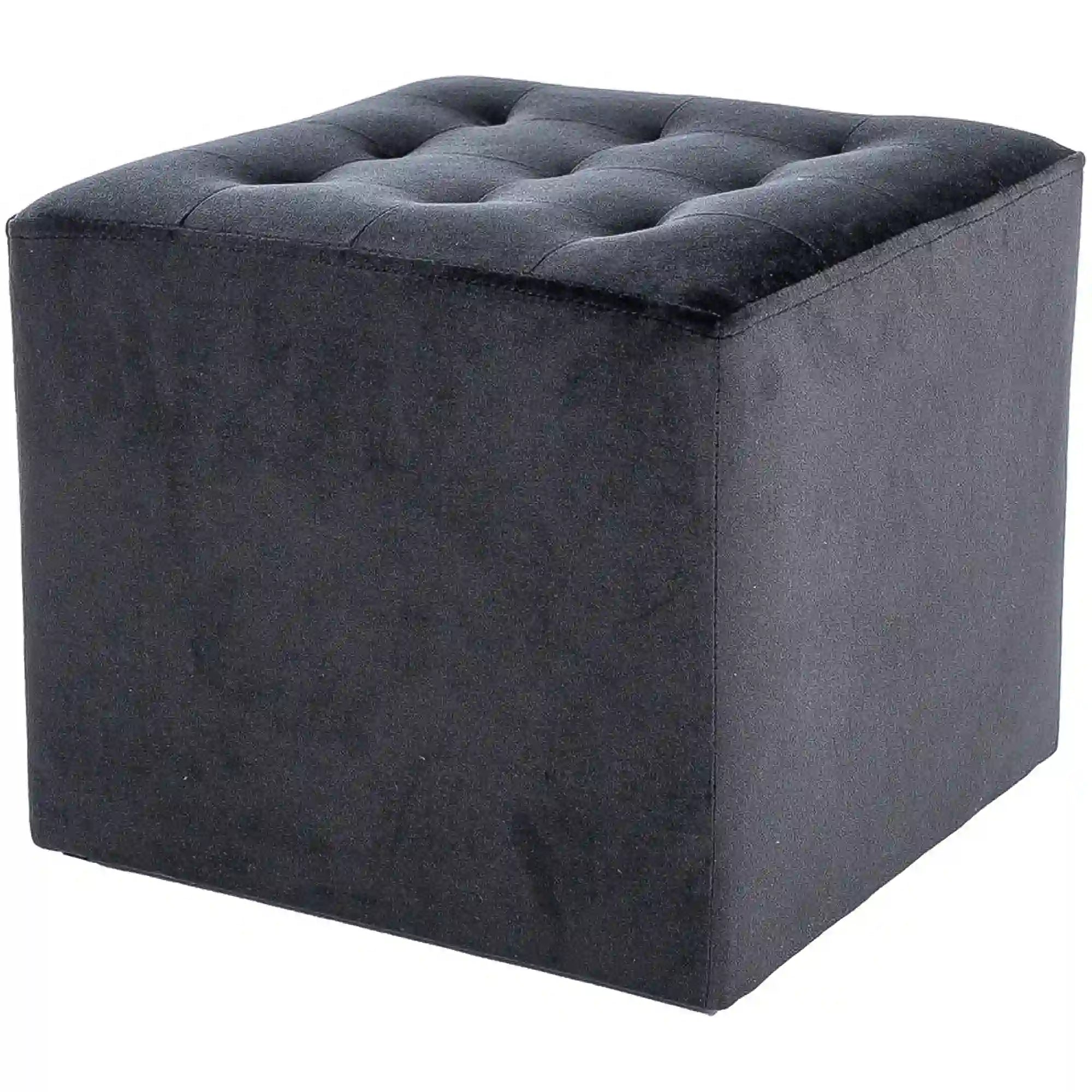 Taburet LORI, stofa catifelata negru - Bluvel 19, 39x39x34 cm