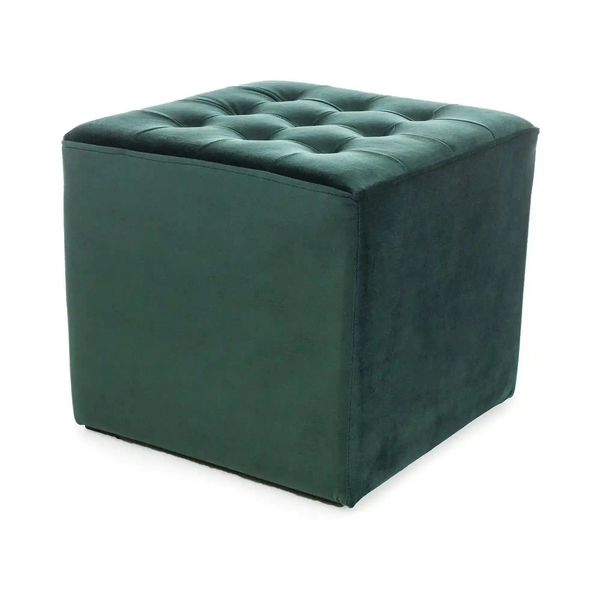 Taburet LORI, stofa catifelata verde, 39x39x34 cm