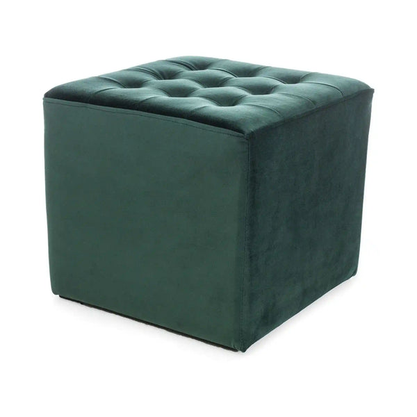 Taburet LORI, stofa catifelata verde, 39x39x34 cm